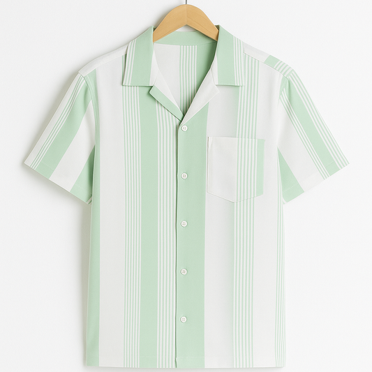 Medium Green Stripe Revere Shirt