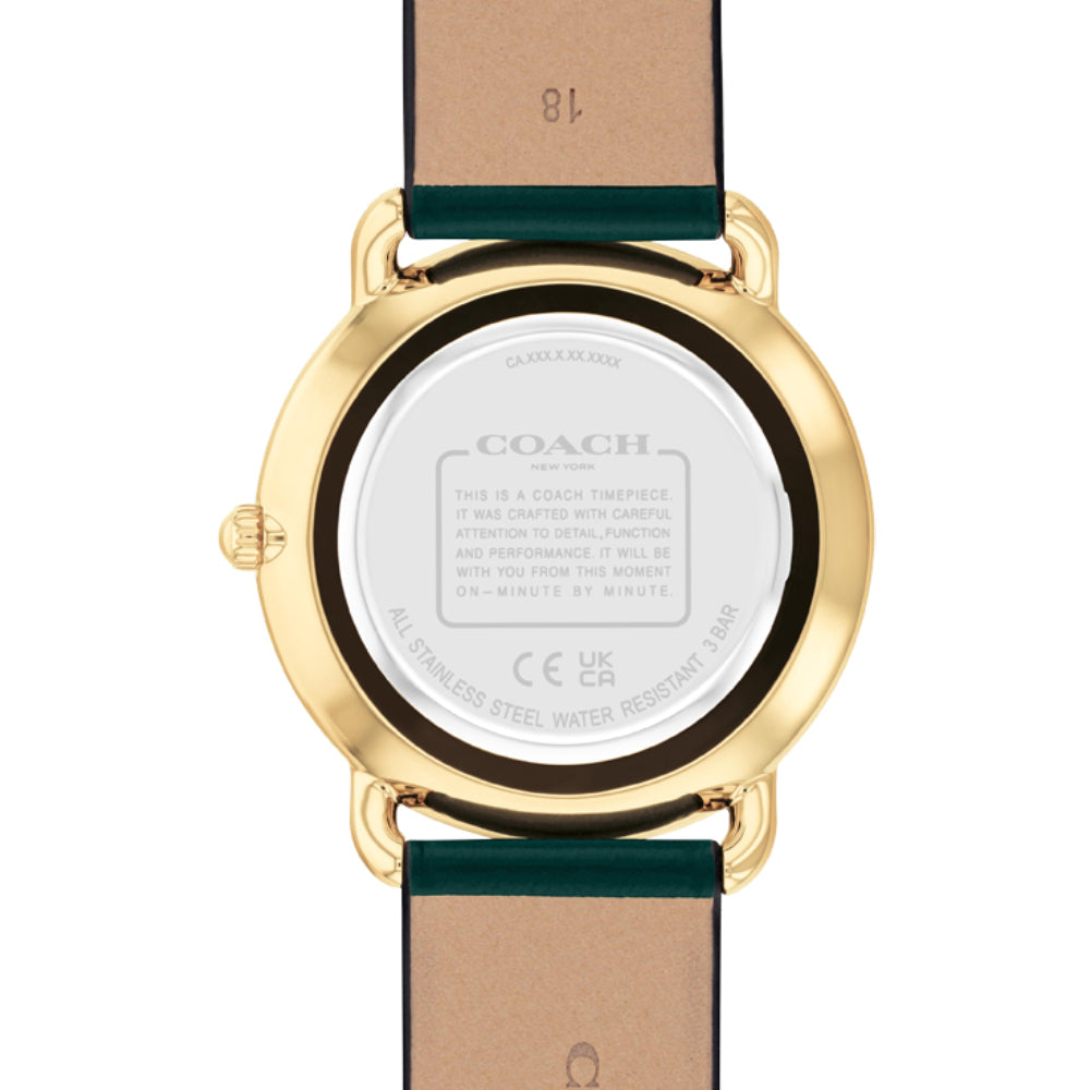 Coach Elliot Green Dial Green Leather Strap Watch