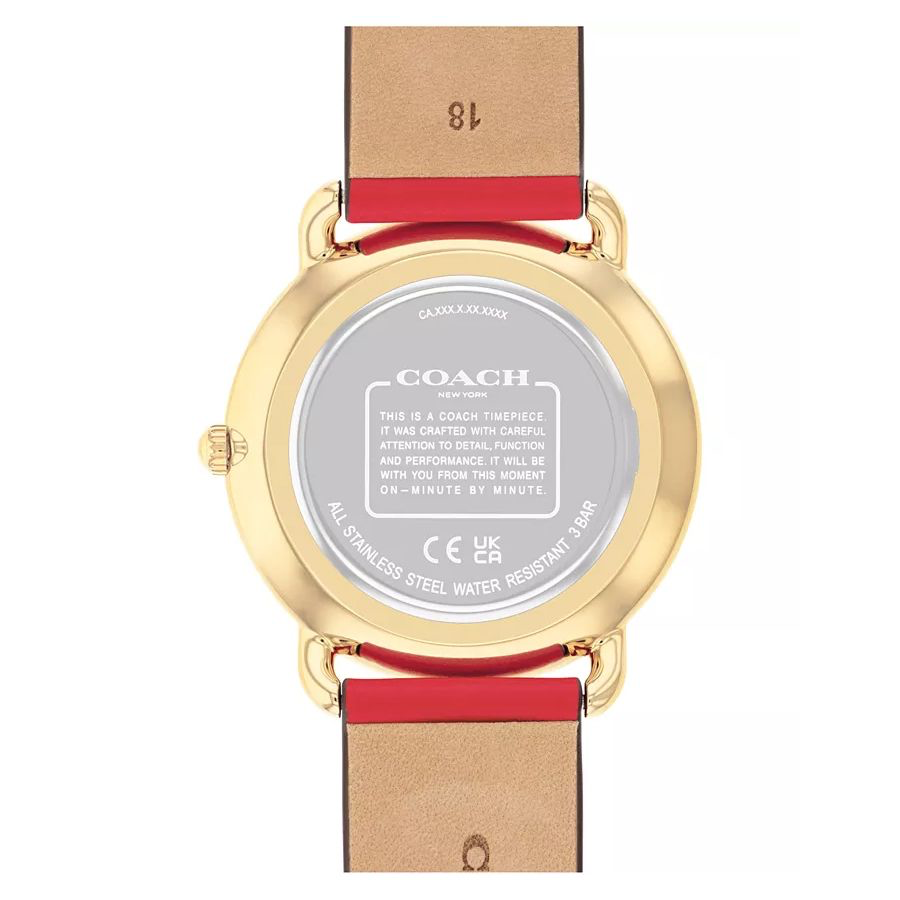 Coach Elliot Red Sunray Dial Red Leather Strap Watch