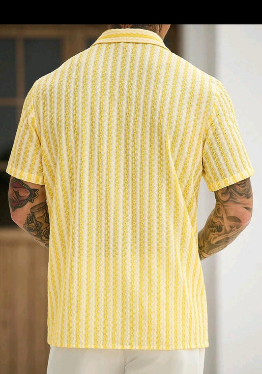 Yellow Knitted Casual Shirt
