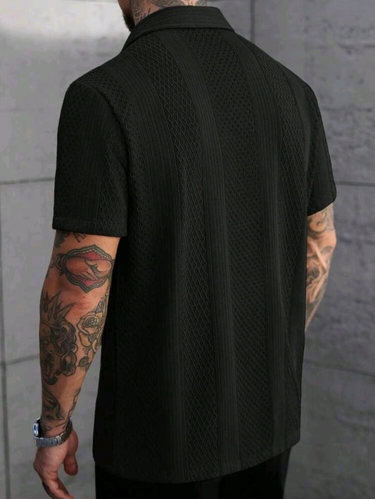 Black Jacquard Knit Shirt
