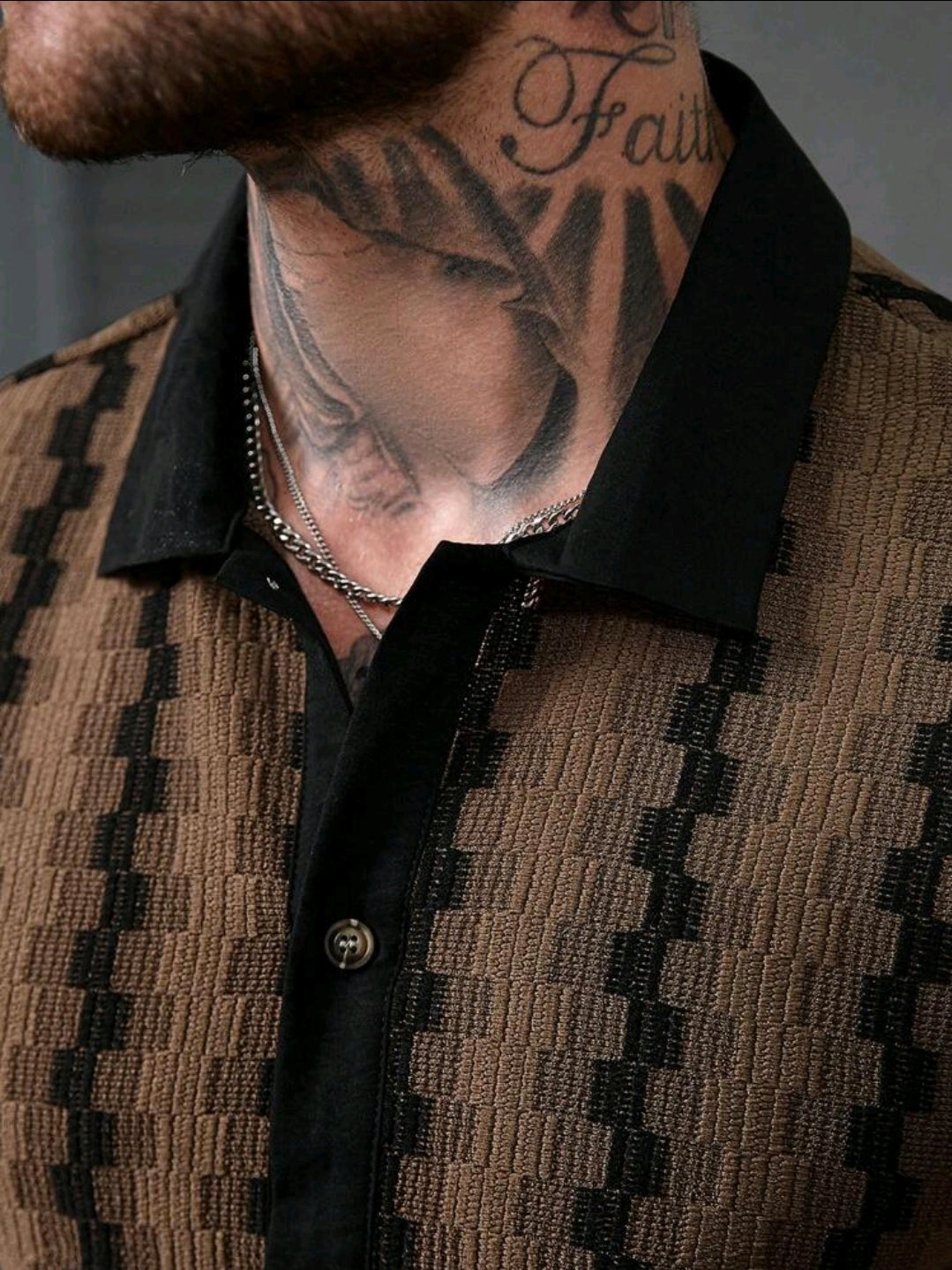Coffee Striped Textured Shirt