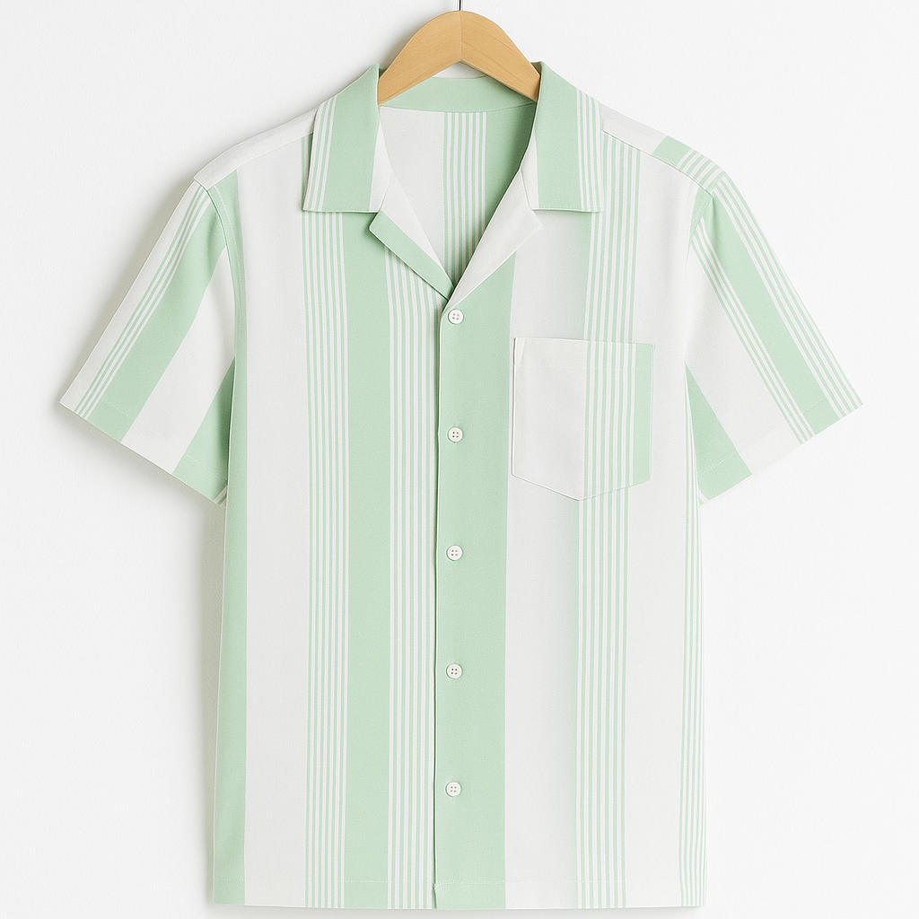 Medium Green Stripe Revere Shirt