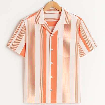 Large Orange Stripe Revere Shirt