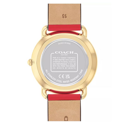 Coach Elliot Red Sunray Dial Red Leather Strap Watch