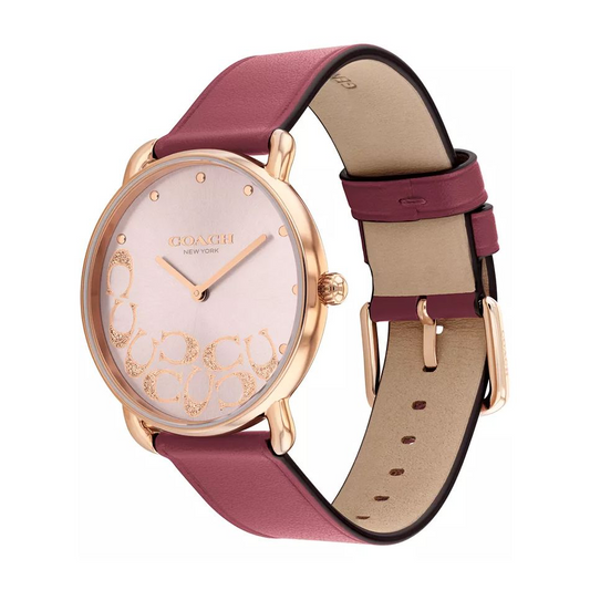Coach Elliot Blush Sunray Dial Leather Strap Watch