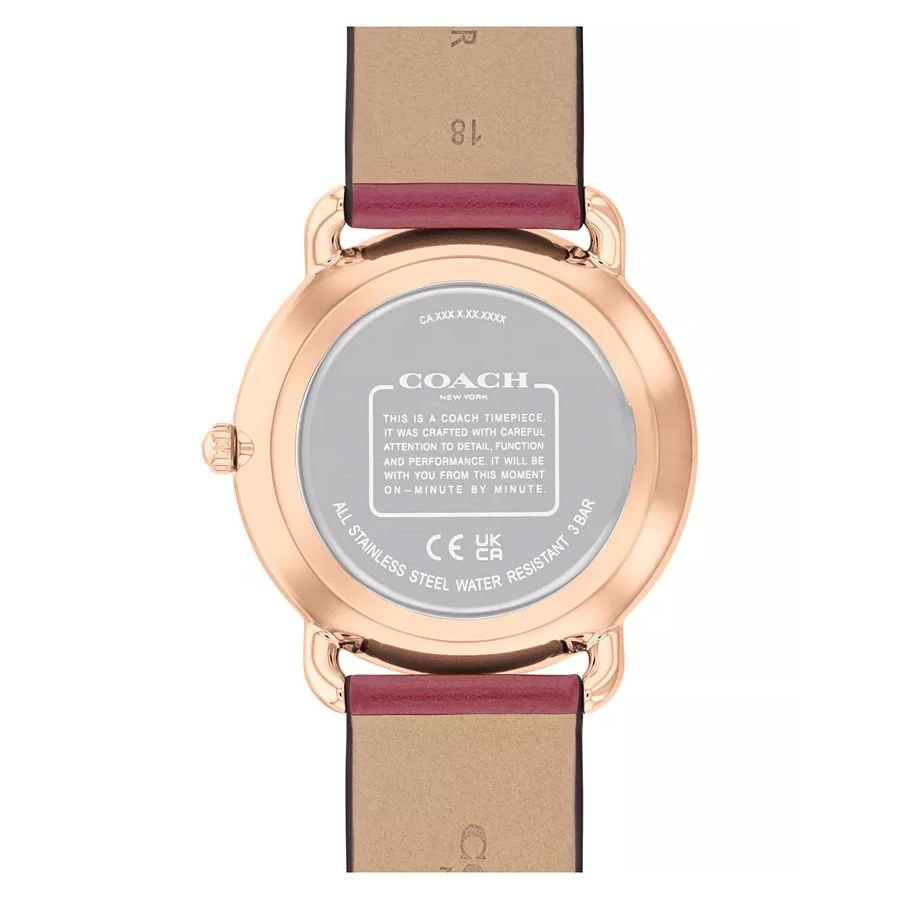 Coach Elliot Blush Sunray Dial Leather Strap Watch