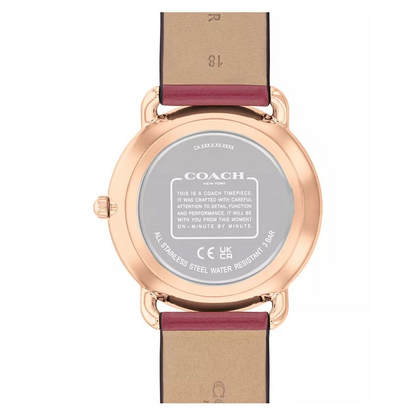 Coach Elliot Blush Sunray Dial Leather Strap Watch