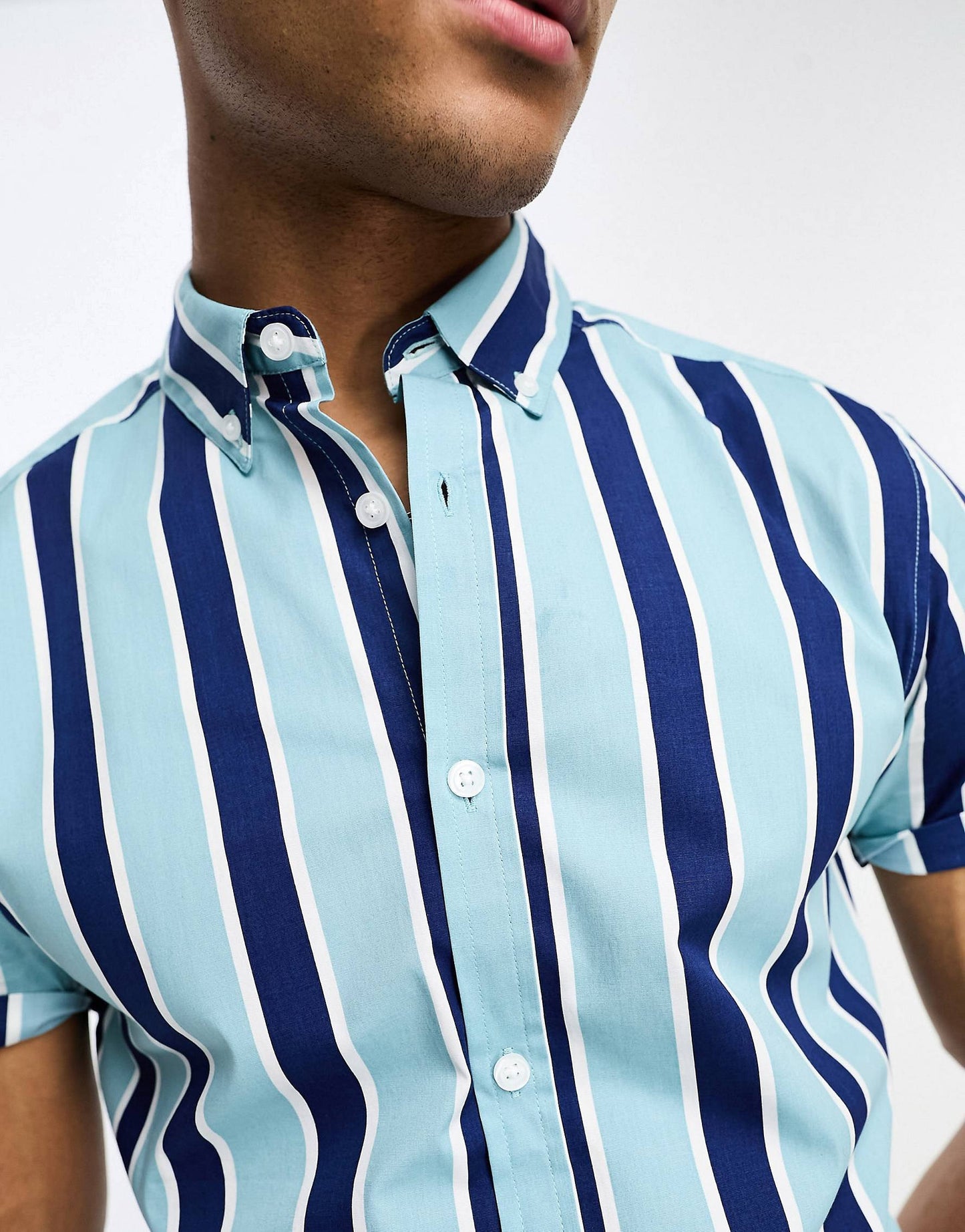 Large Blue Stripe Slim Shirt