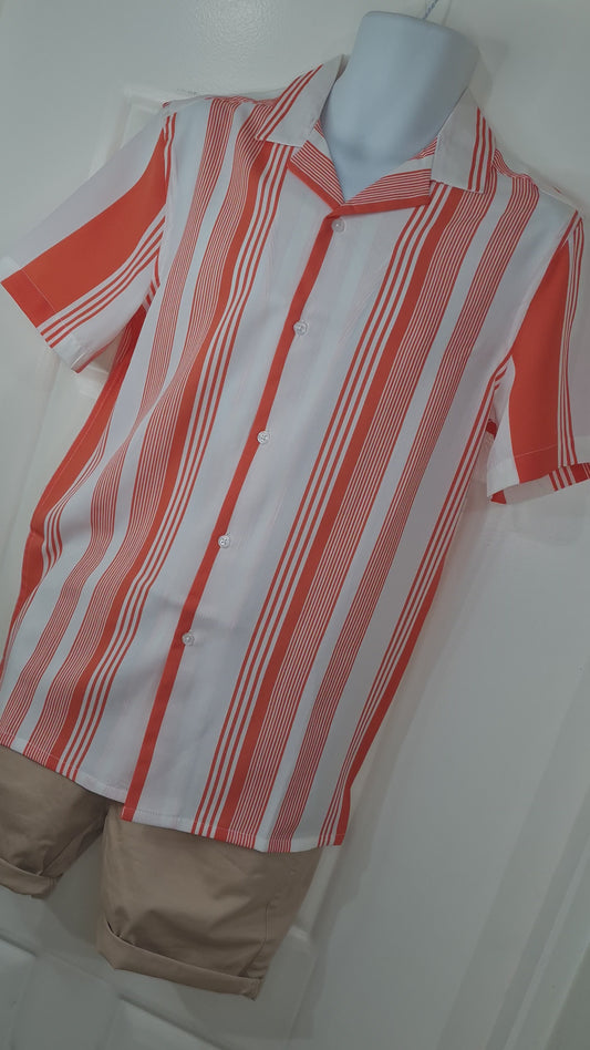Orange Stripe Revere Shirt