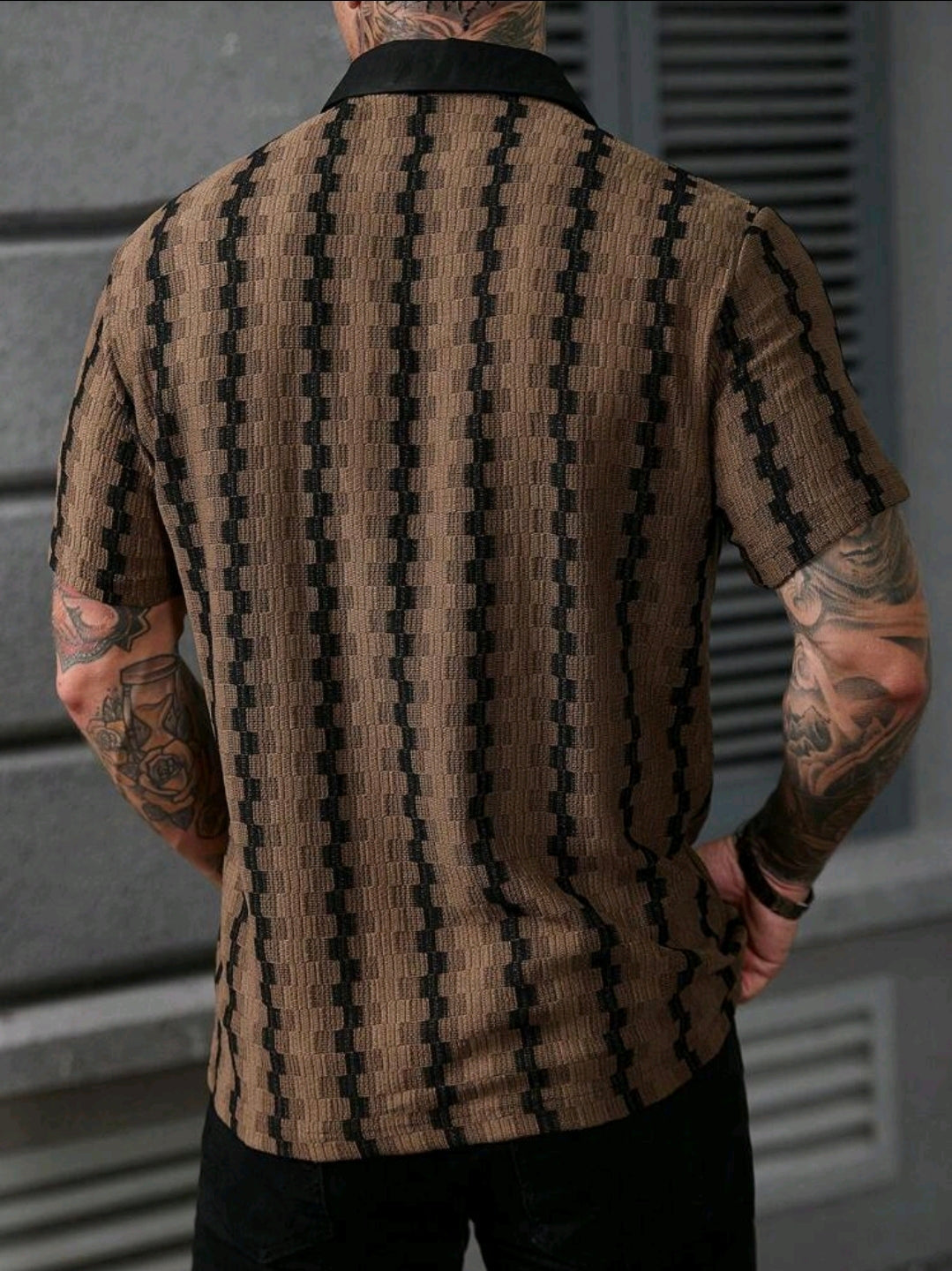 Coffee Striped Textured Shirt
