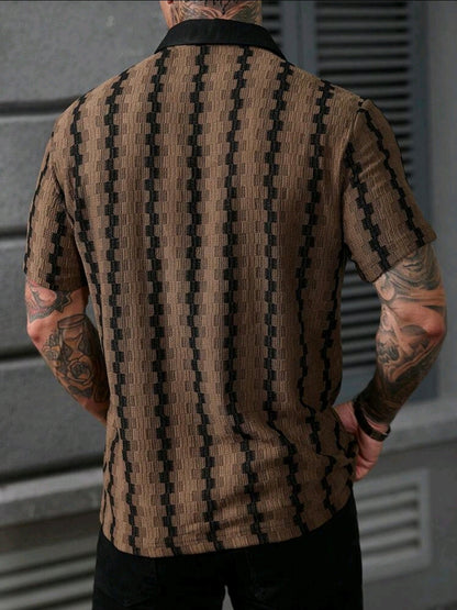 Coffee Striped Textured Shirt