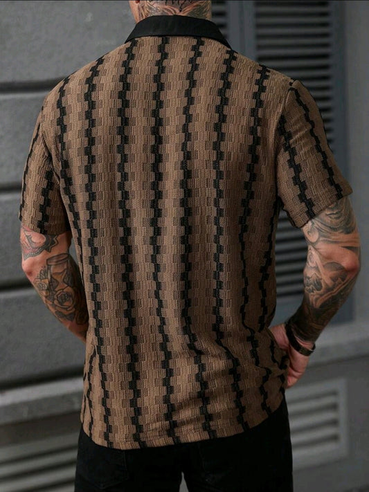 Coffee Striped Textured Shirt