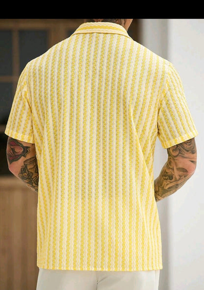 Yellow Knitted Casual Shirt