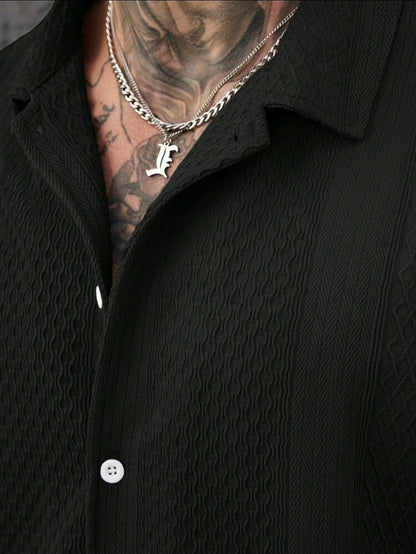 Black Jacquard Knit Shirt