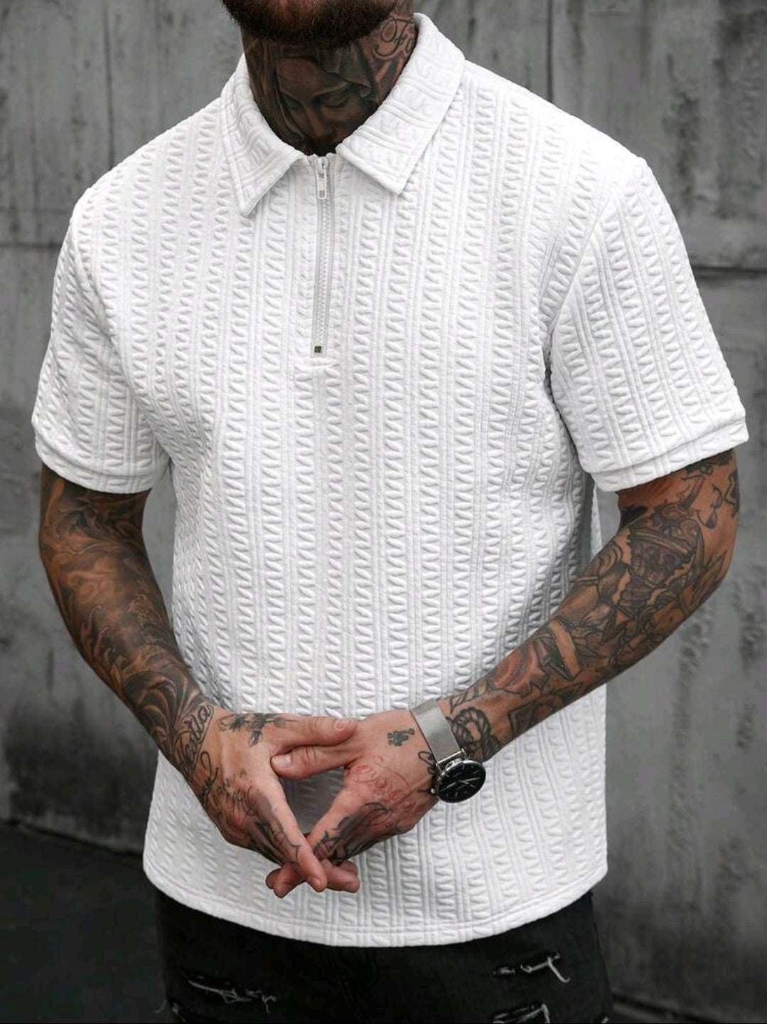 Casual Textured Polo T-Shirt