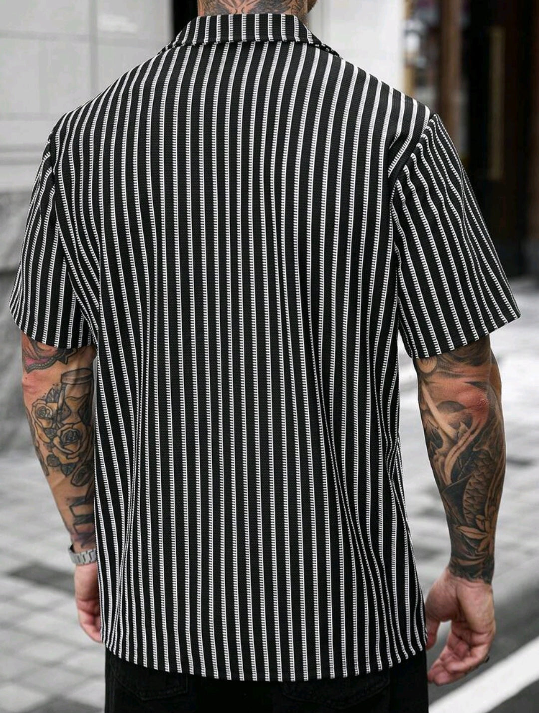 Black & White Striped Knit Shirt