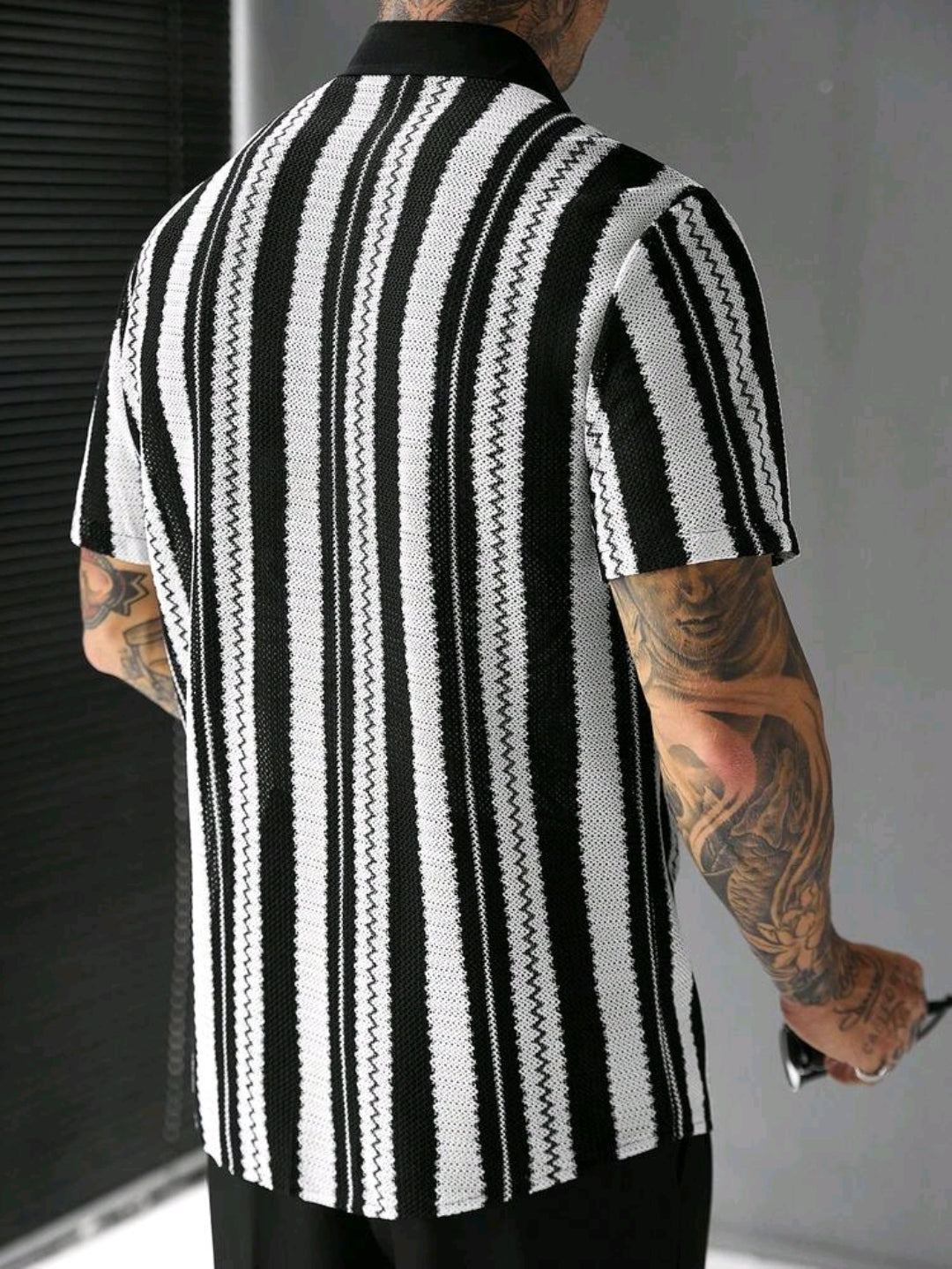 Black & White Mesh Striped Shirt