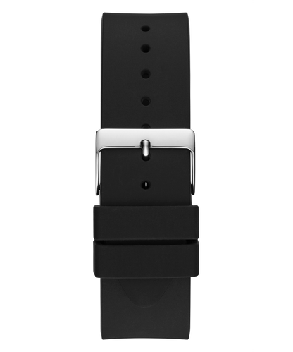 GUESS Black Silicone Band Silver Tone Watch