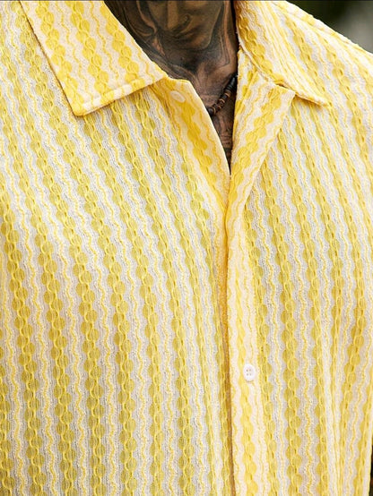 Yellow Knitted Casual Shirt