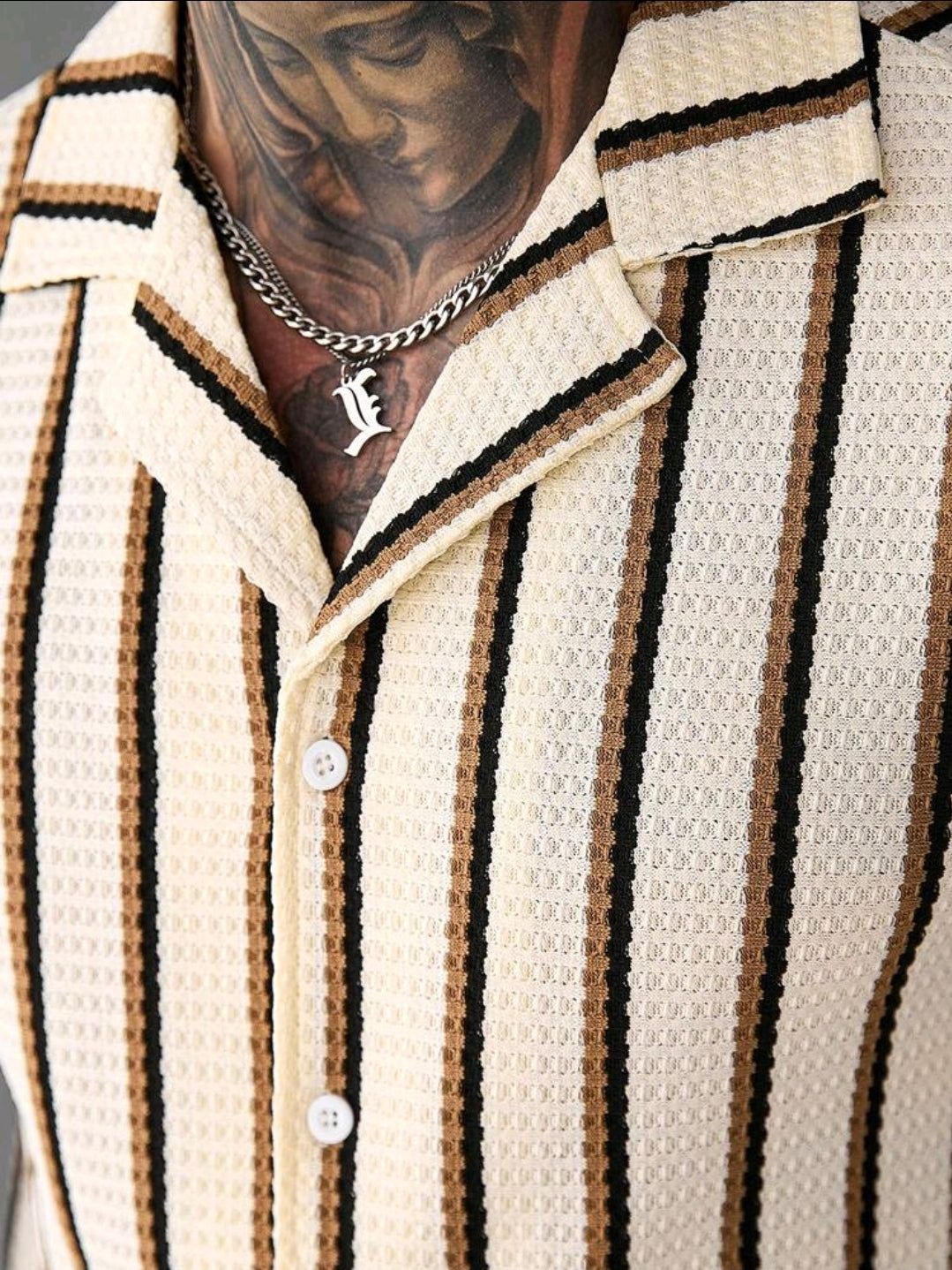 Beige Striped Textured Shirt