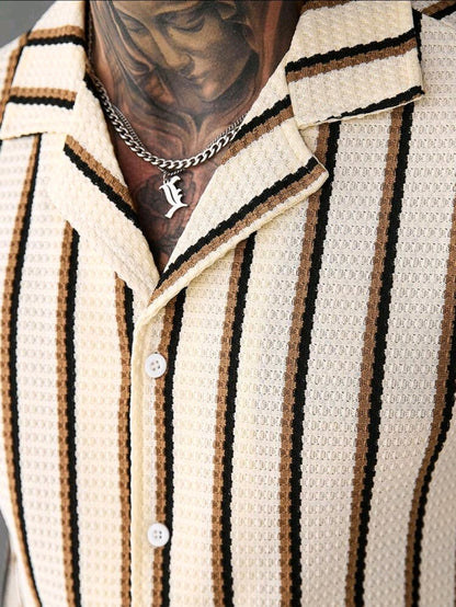 Beige Striped Textured Shirt