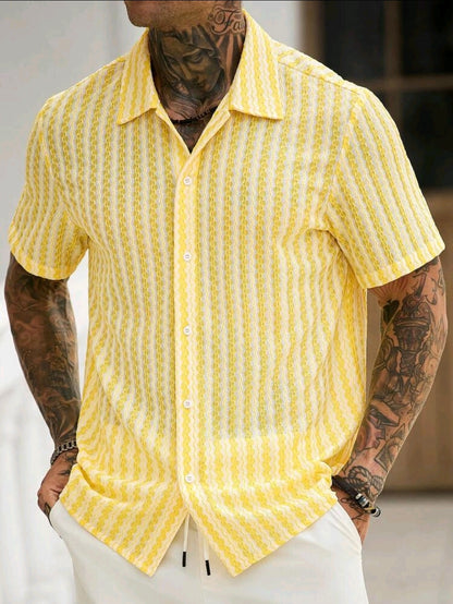 Yellow Knitted Casual Shirt