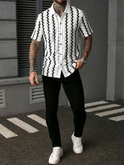 Black & White Stripe Patterned Shirt