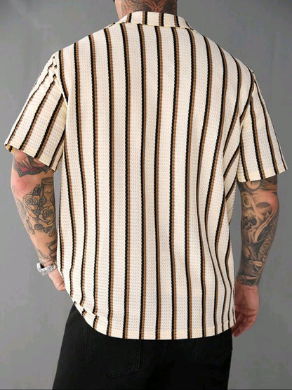 Beige Striped Textured Shirt