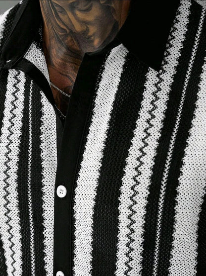 Black & White Mesh Striped Shirt