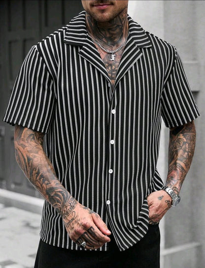 Black & White Striped Knit Shirt