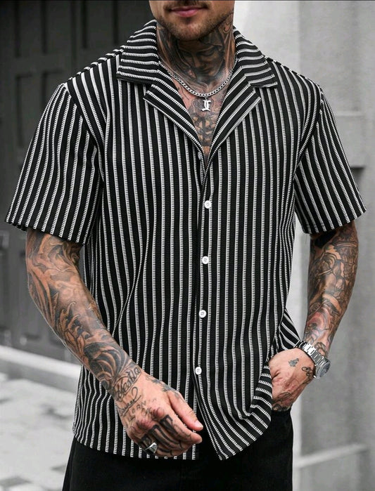 Black & White Striped Knit Shirt