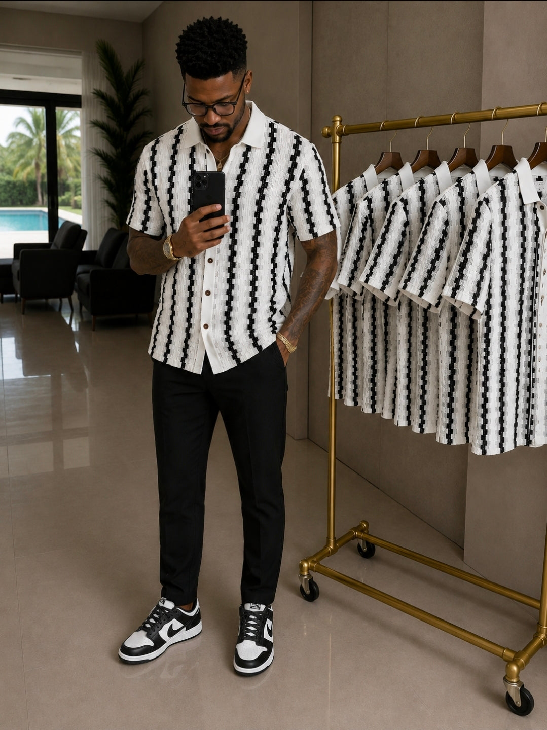Black & White Stripe Patterned Shirt