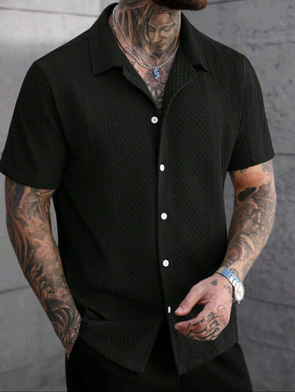 Black Jacquard Knit Shirt