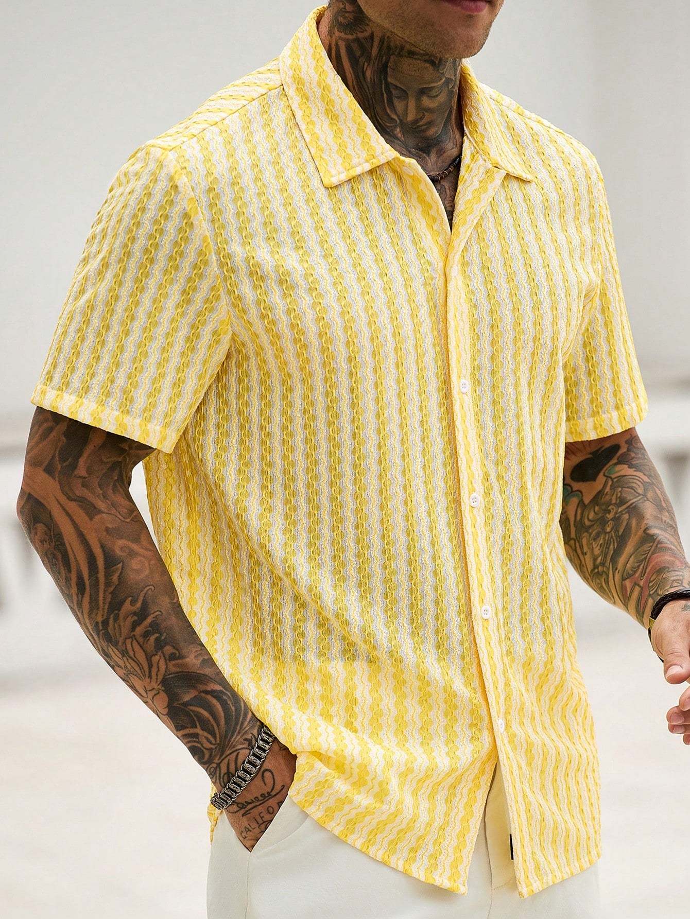 Yellow Knitted Casual Shirt