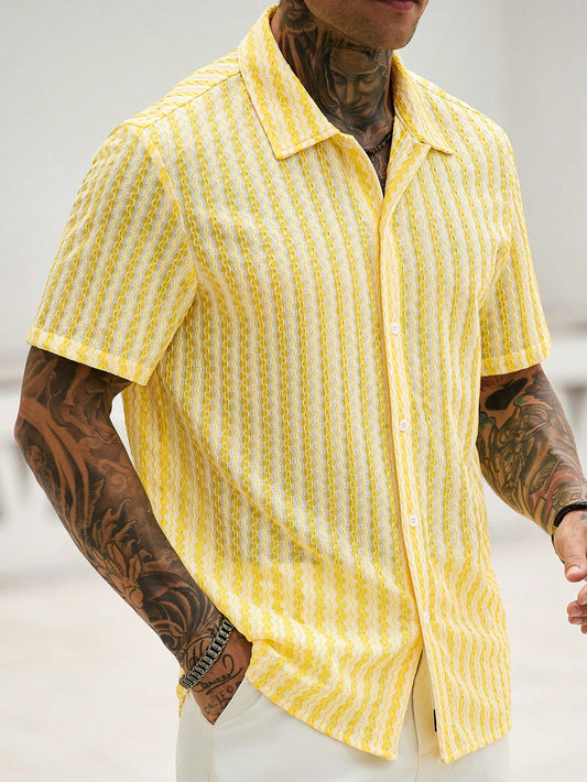 Yellow Knitted Casual Shirt