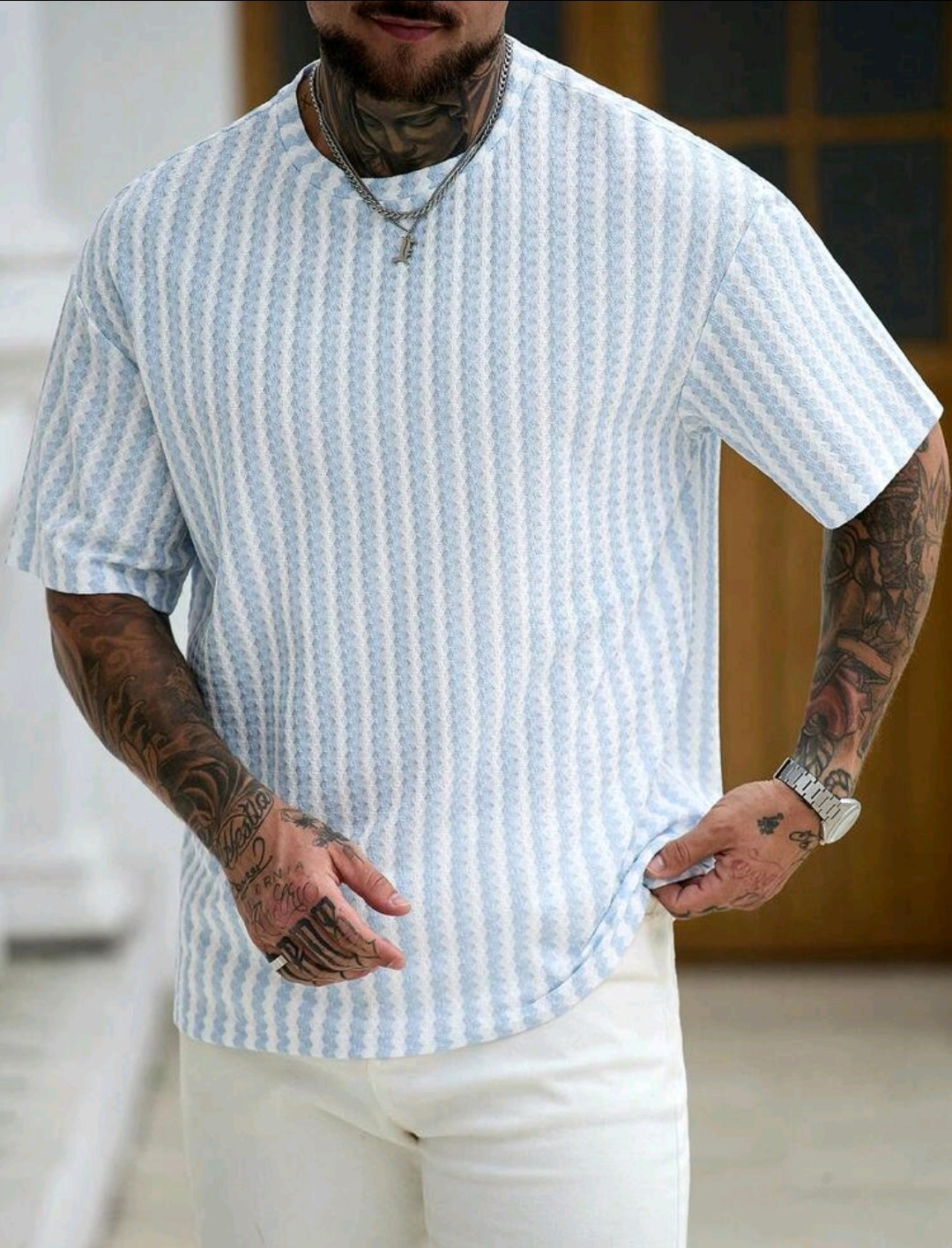 Blue Waffle Knit Tshirt