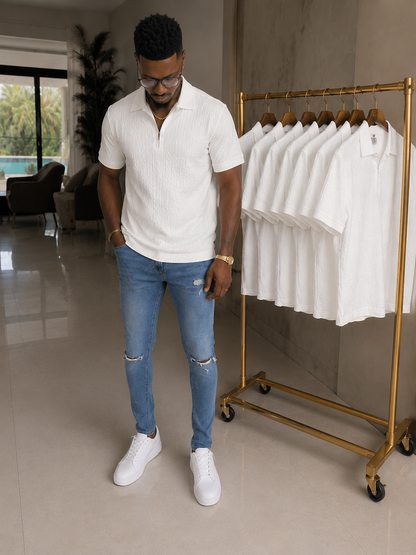 Casual Textured Polo T-Shirt
